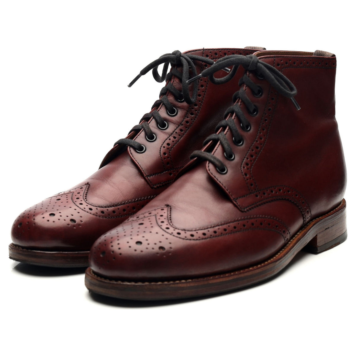 &#39;Sharp&#39; Burgundy Leather Brogue Boots UK 6.5 G