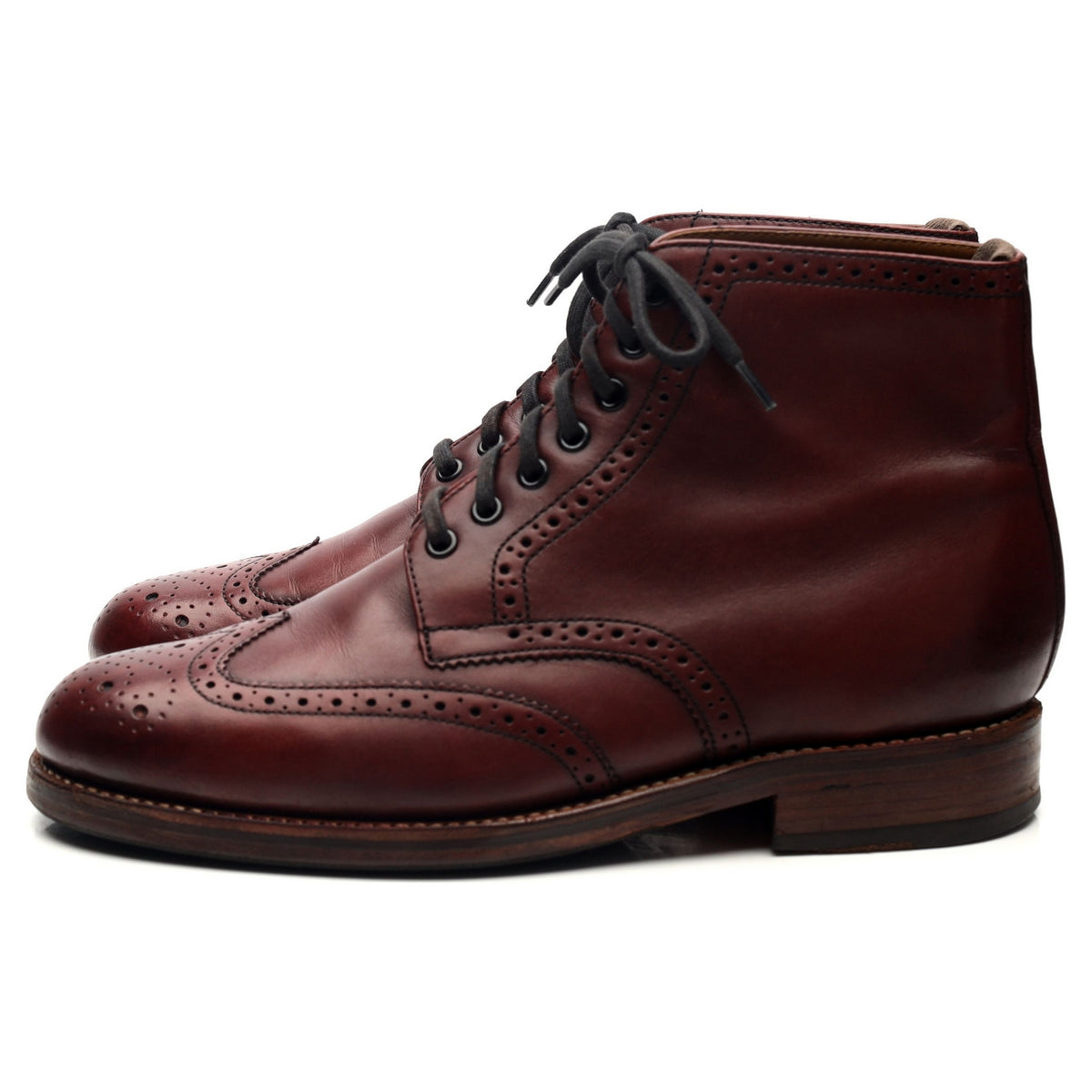 &#39;Sharp&#39; Burgundy Leather Brogue Boots UK 6.5 G