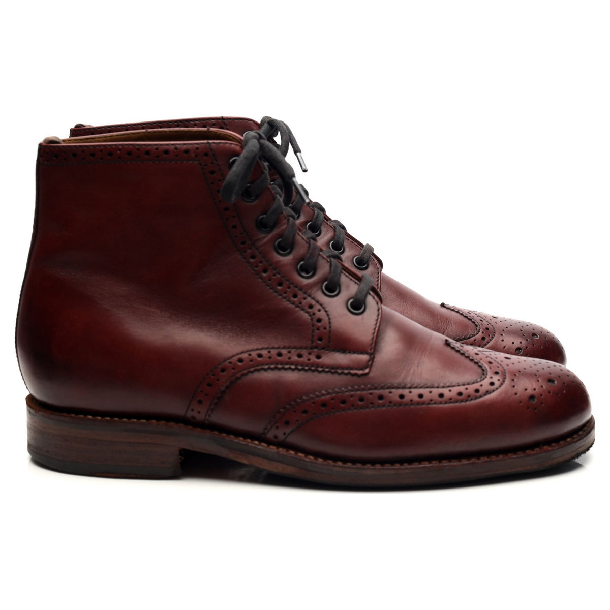 &#39;Sharp&#39; Burgundy Leather Brogue Boots UK 6.5 G