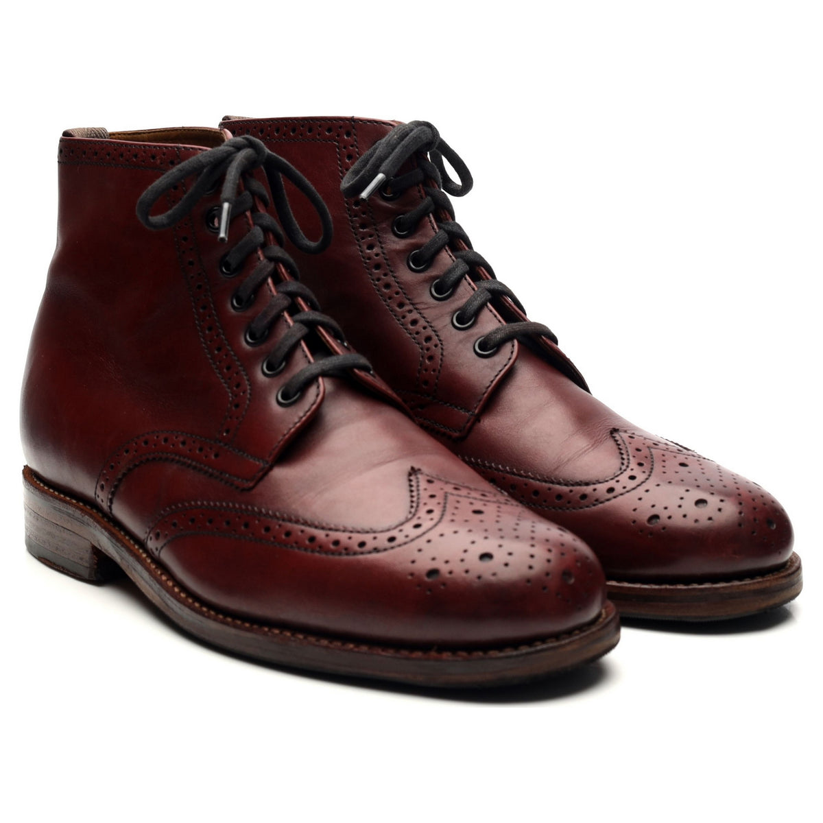 &#39;Sharp&#39; Burgundy Leather Brogue Boots UK 6.5 G