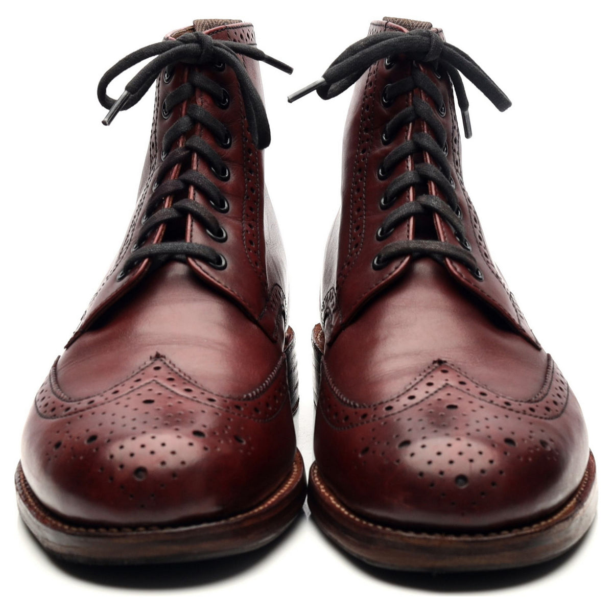 &#39;Sharp&#39; Burgundy Leather Brogue Boots UK 6.5 G