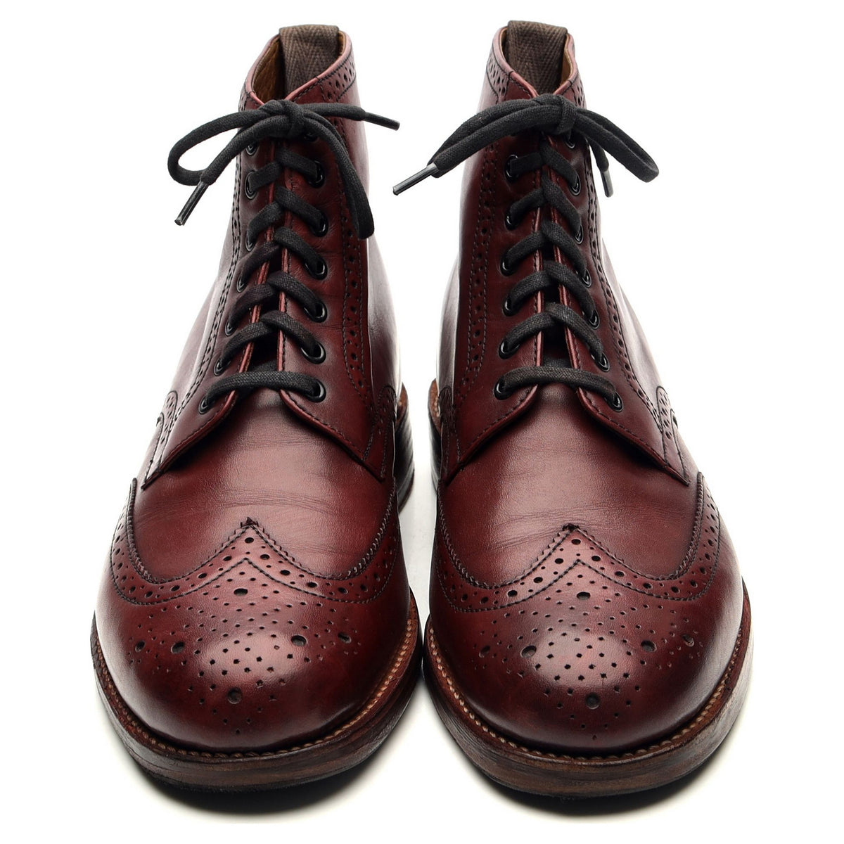 &#39;Sharp&#39; Burgundy Leather Brogue Boots UK 6.5 G