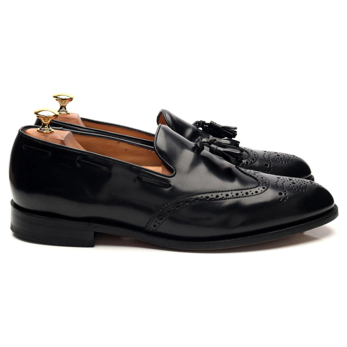 &#39;Clive&#39; Black Leather Tassel Loafers UK 10.5 F
