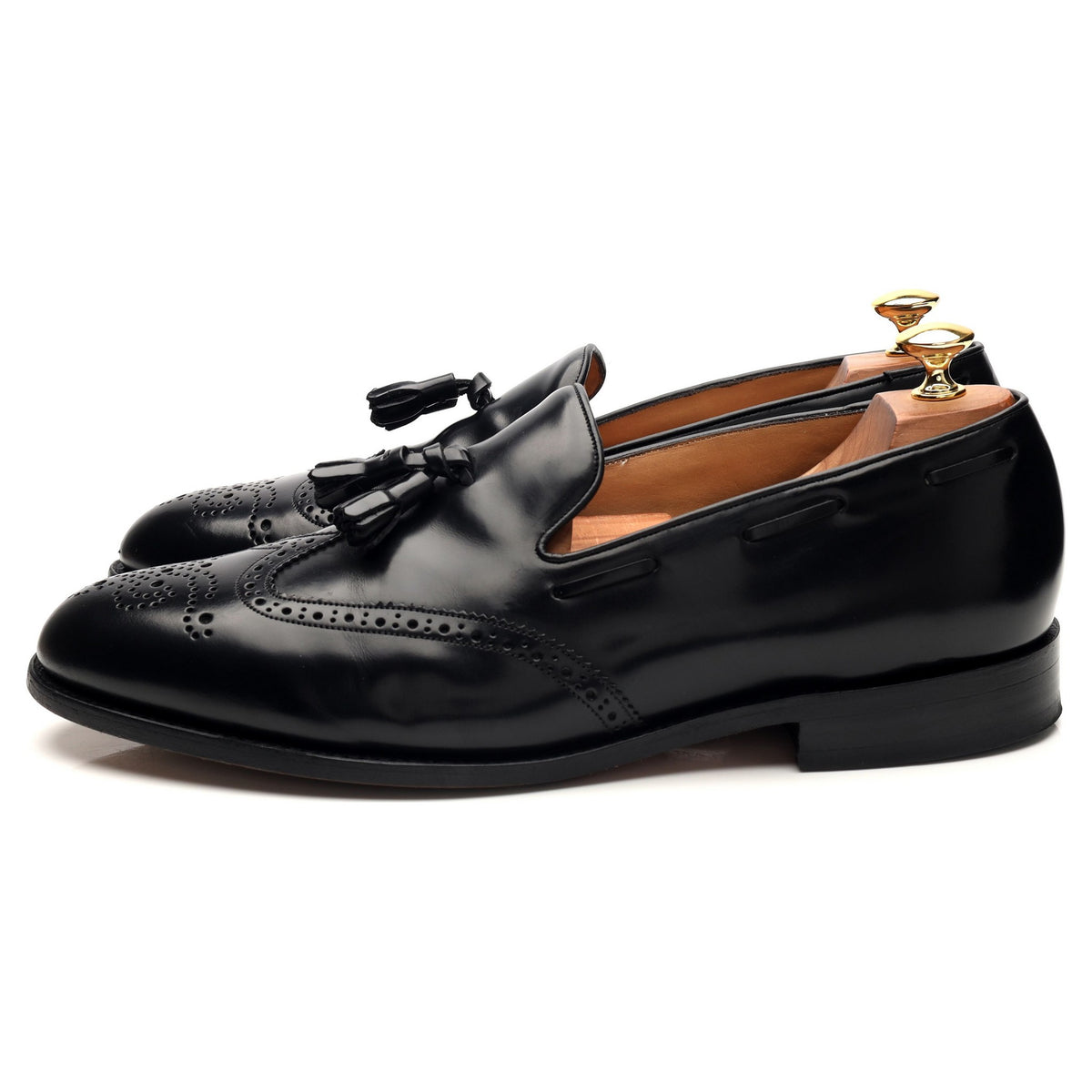 &#39;Clive&#39; Black Leather Tassel Loafers UK 10.5 F