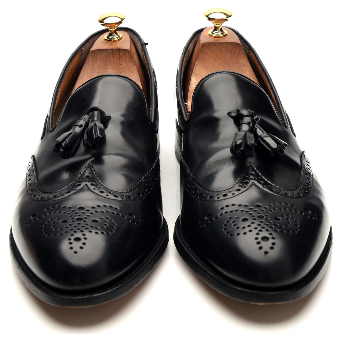 &#39;Clive&#39; Black Leather Tassel Loafers UK 10.5 F