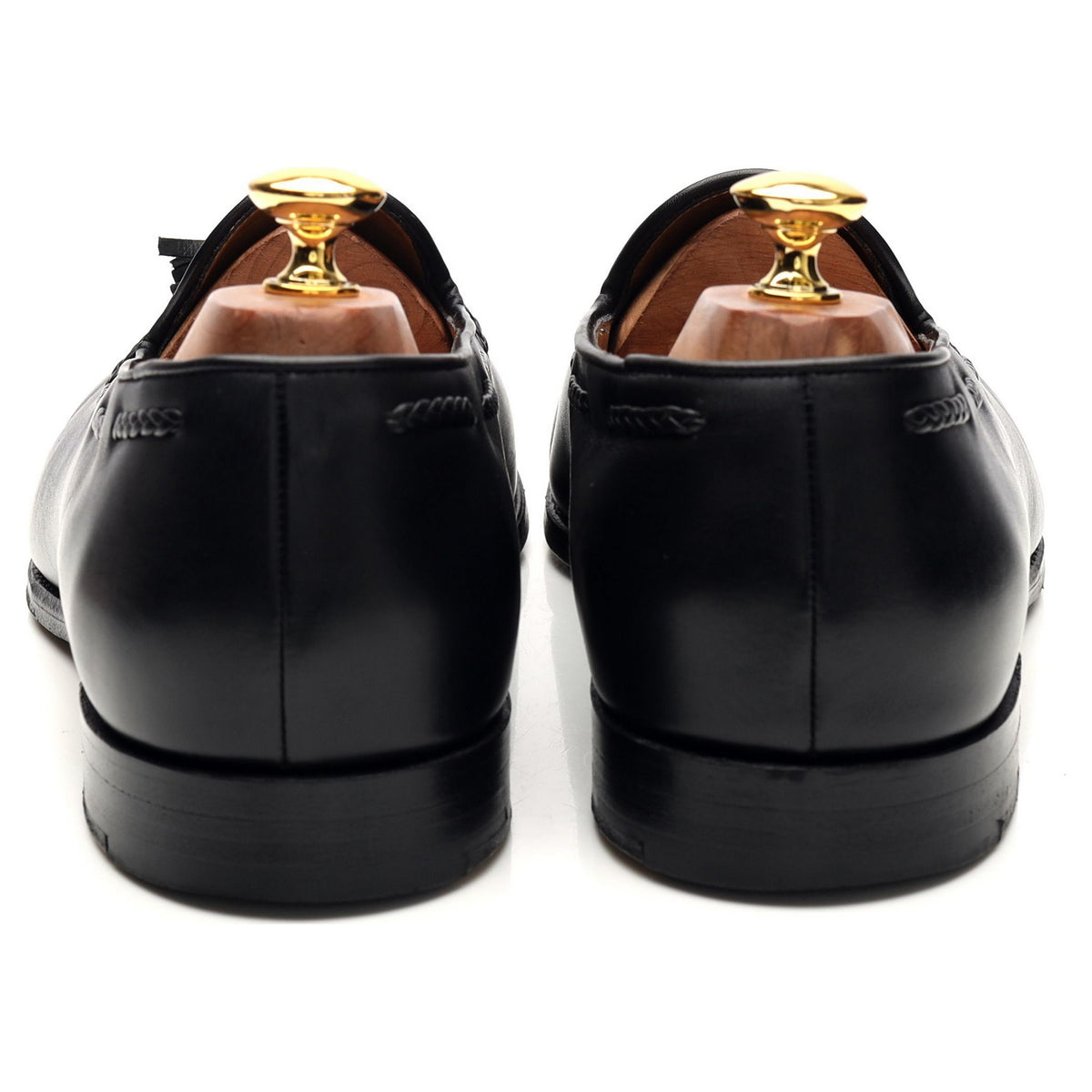 Black Leather Tassel Loafers UK 10 FX