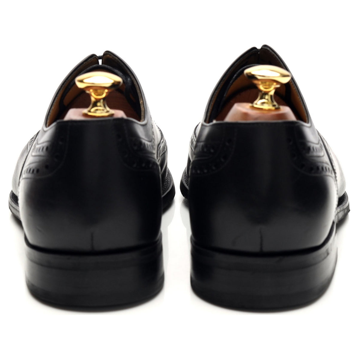 &#39;Luke&#39; Black Leather Oxford Semi Brogues UK 8 G