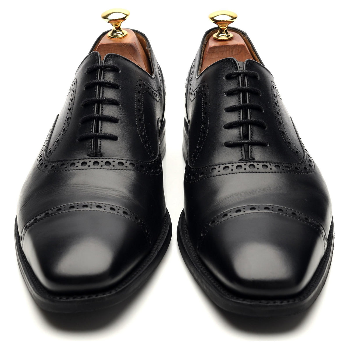 &#39;Luke&#39; Black Leather Oxford Semi Brogues UK 8 G