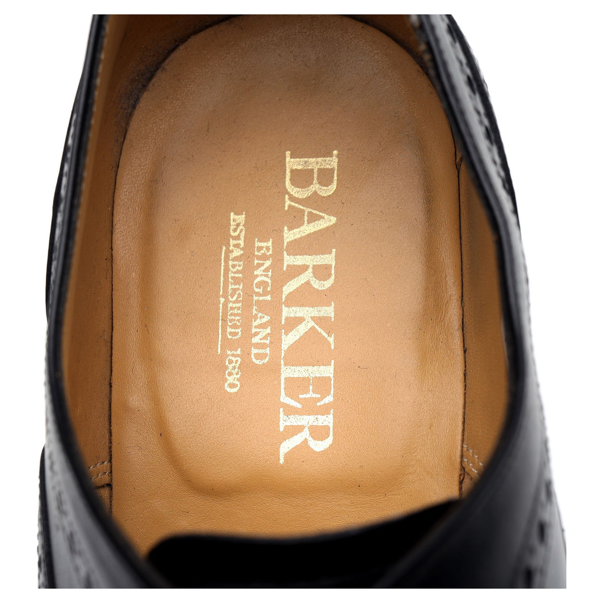&#39;Luke&#39; Black Leather Oxford Semi Brogues UK 8 G