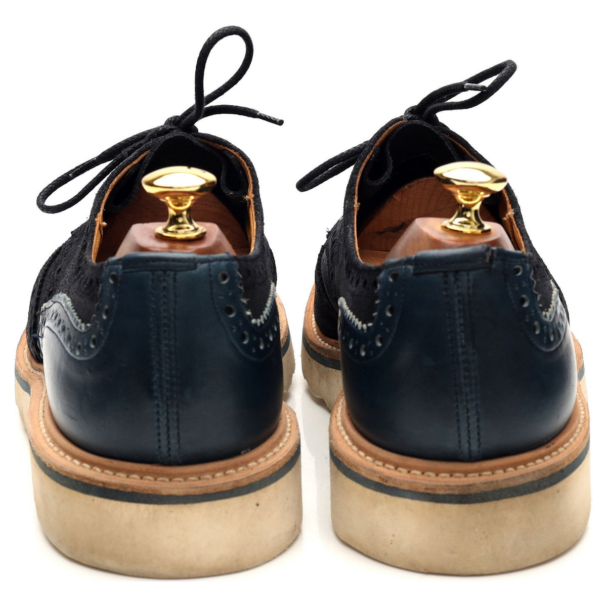 &#39;M7292&#39; Navy Blue Suede Derby Brogues UK 9