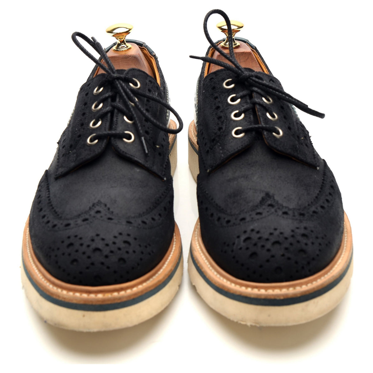 &#39;M7292&#39; Navy Blue Suede Derby Brogues UK 9