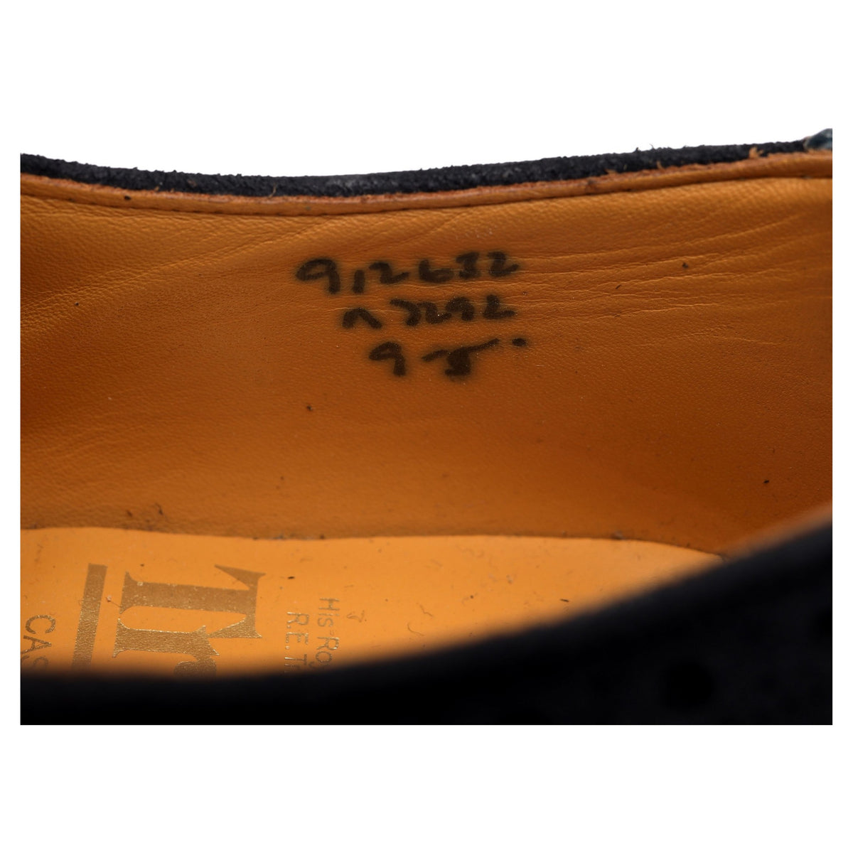 &#39;M7292&#39; Navy Blue Suede Derby Brogues UK 9