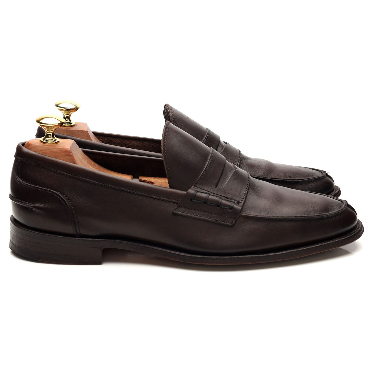 &#39;Jake&#39; Dark Brown Leather Loafers UK 8.5