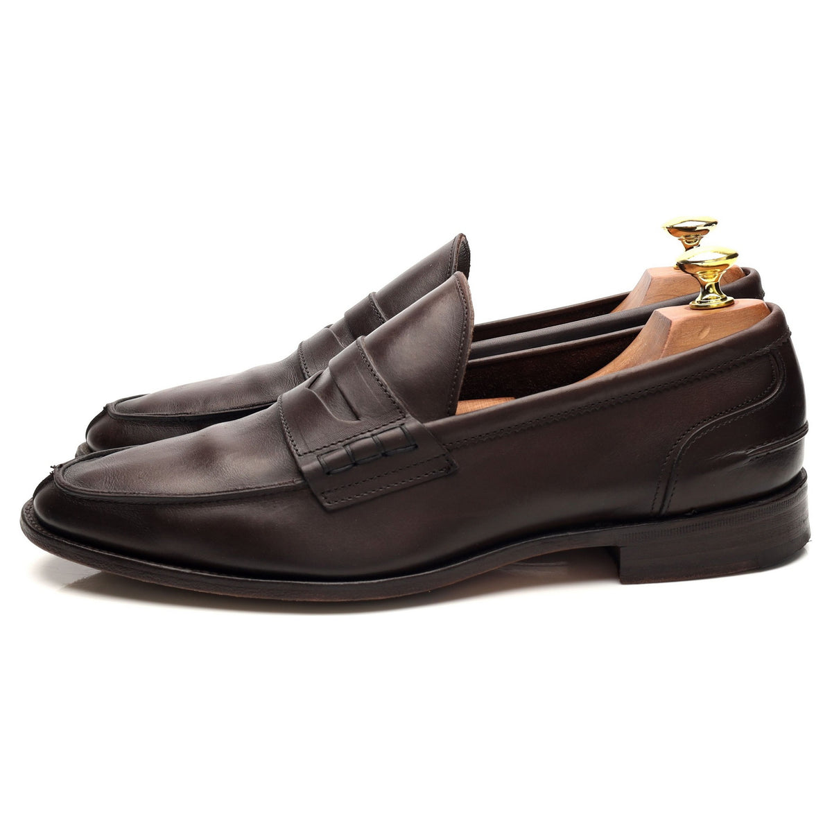 &#39;Jake&#39; Dark Brown Leather Loafers UK 8.5