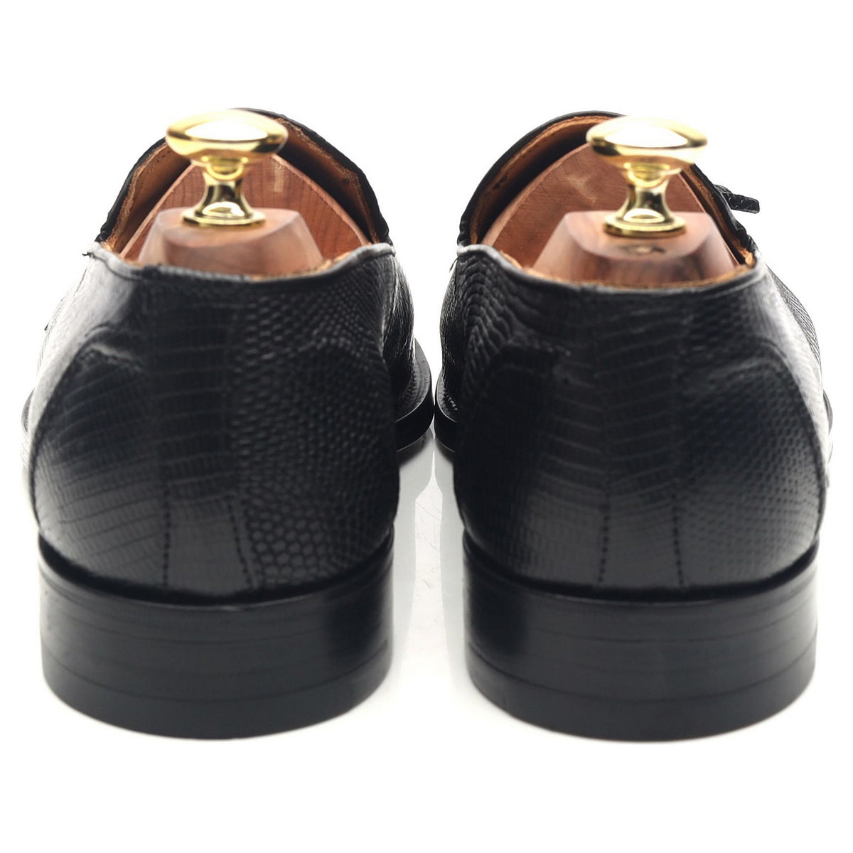 Black Leather Tassel Loafers UK 7