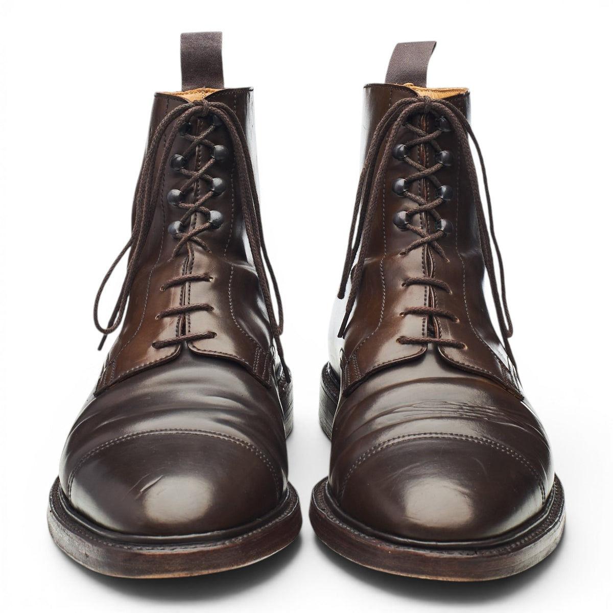 'Harlech' Dark Brown Cordovan Leather Boots UK 9.5 E