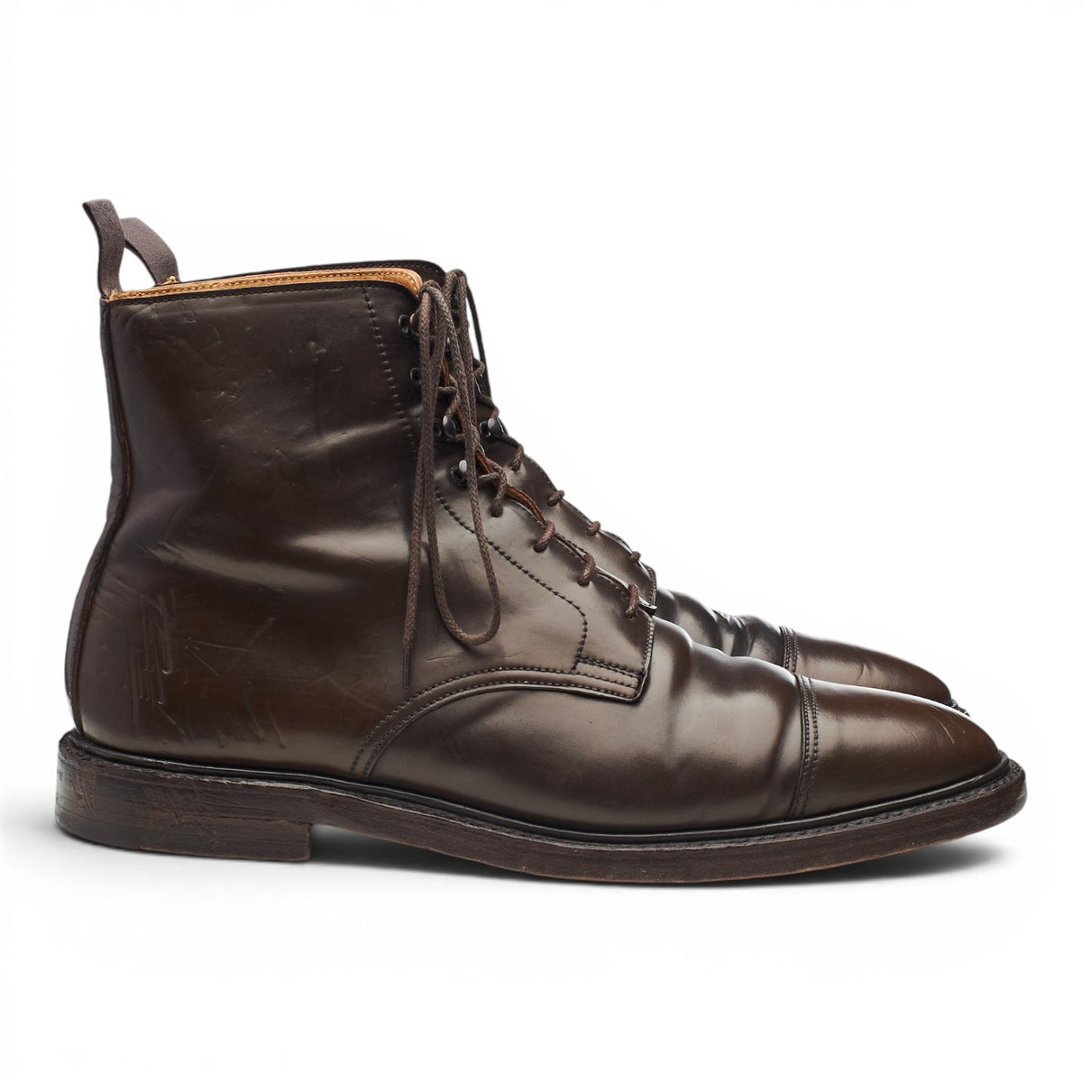 'Harlech' Dark Brown Cordovan Leather Boots UK 9.5 E