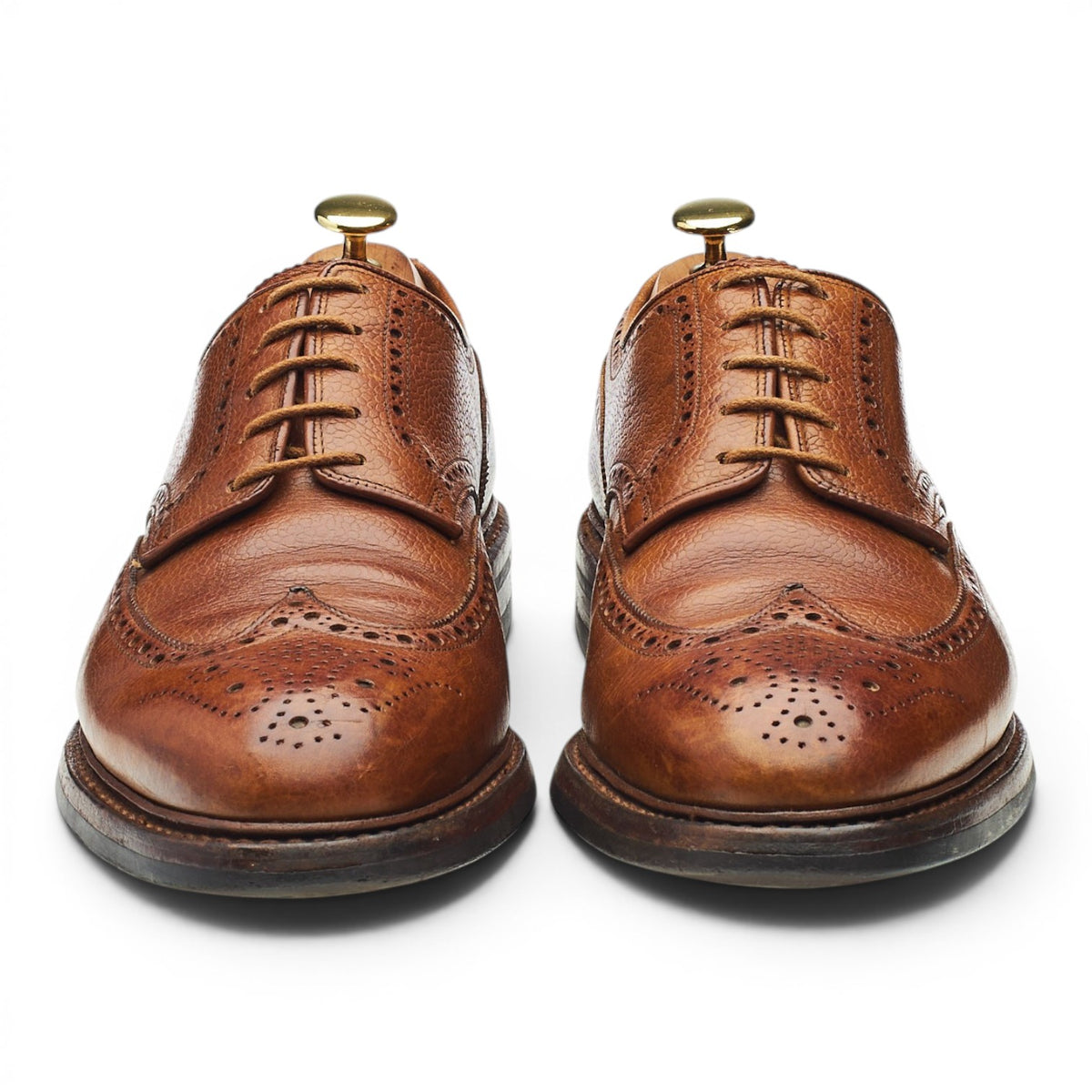 'Pembroke' Tan Brown Grain Leather Derby Brogues UK 8.5 E