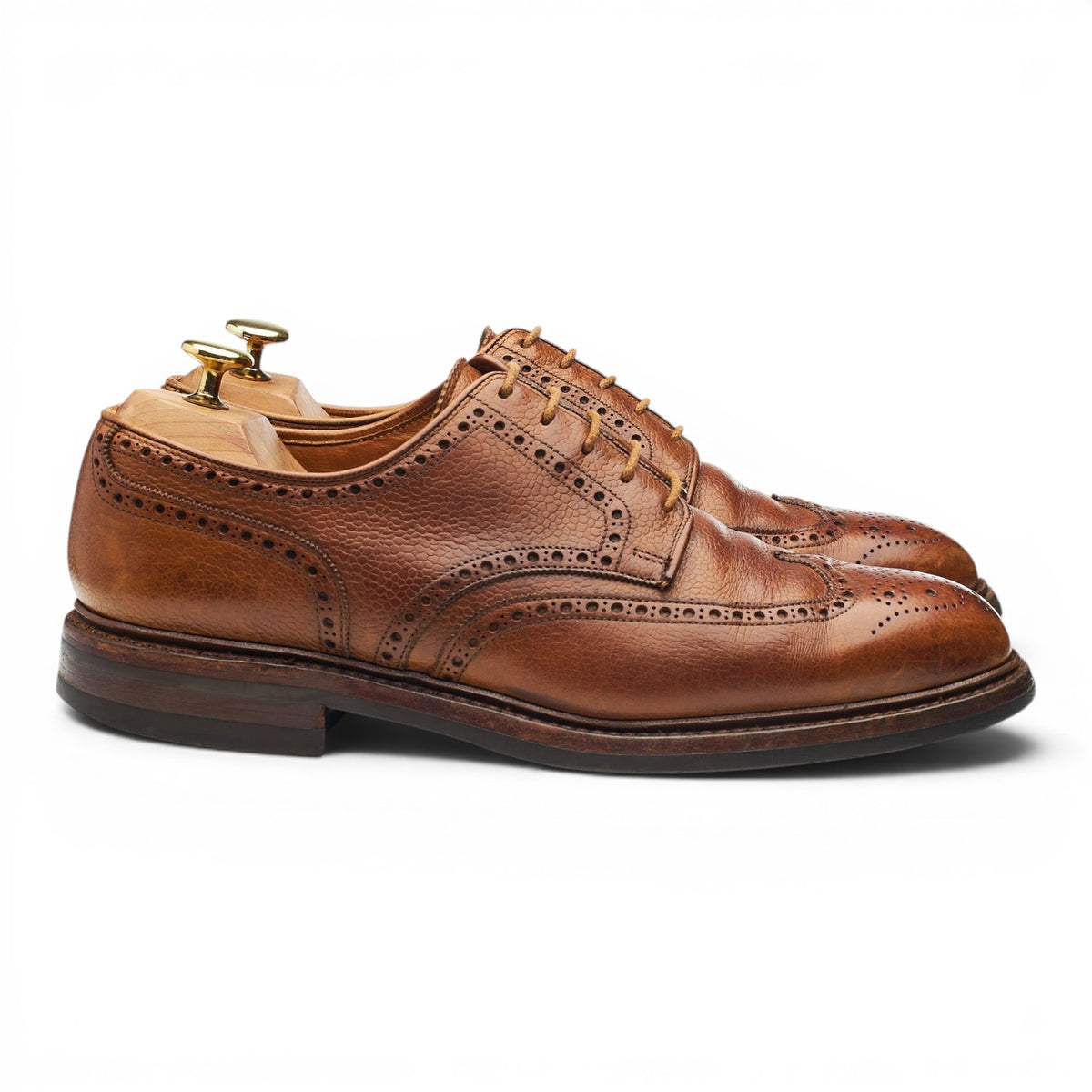 'Pembroke' Tan Brown Grain Leather Derby Brogues UK 8.5 E