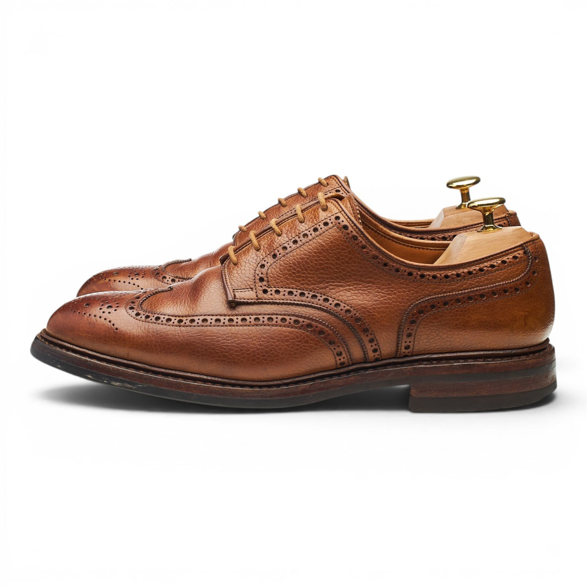 'Pembroke' Tan Brown Grain Leather Derby Brogues UK 8.5 E