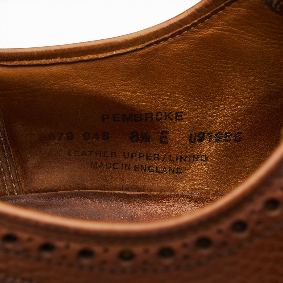 'Pembroke' Tan Brown Grain Leather Derby Brogues UK 8.5 E