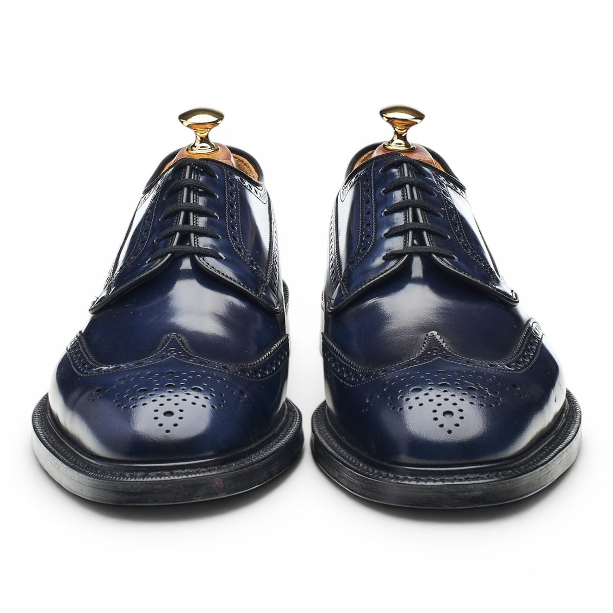 'Grafton' Navy Blue Leather Derby Brogues UK 9 G