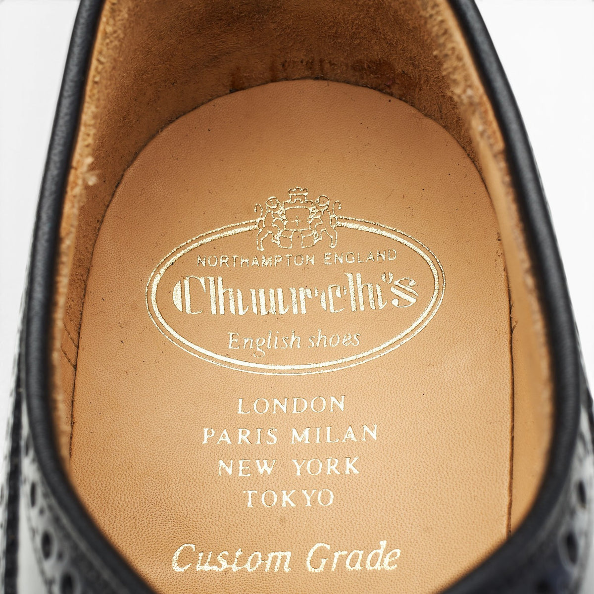 'Grafton' Navy Blue Leather Derby Brogues UK 9 G