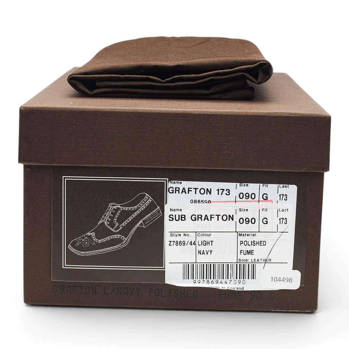 'Grafton' Navy Blue Leather Derby Brogues UK 9 G