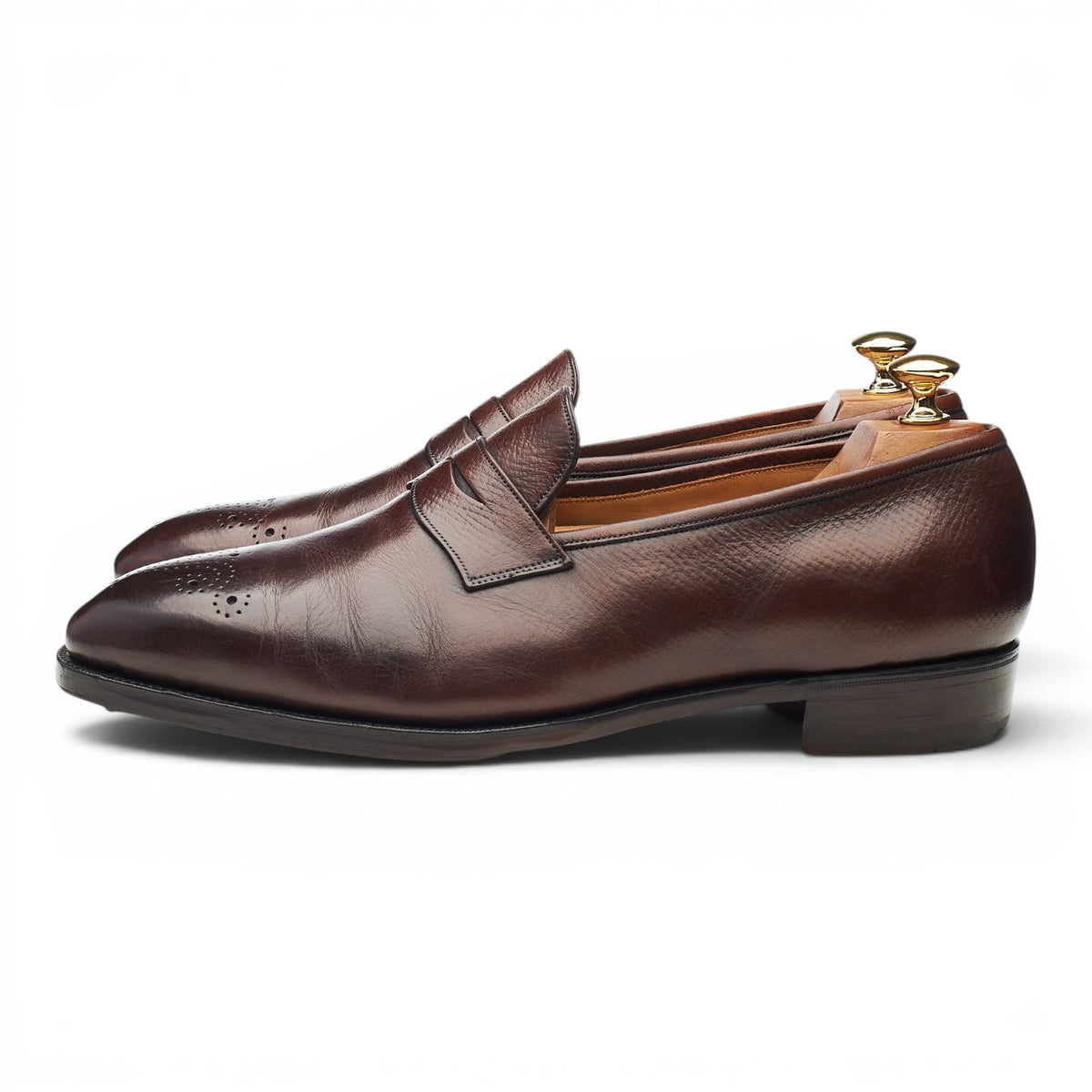 'Crompton' Dark Brown Grain Leather Loafers UK 9.5 G