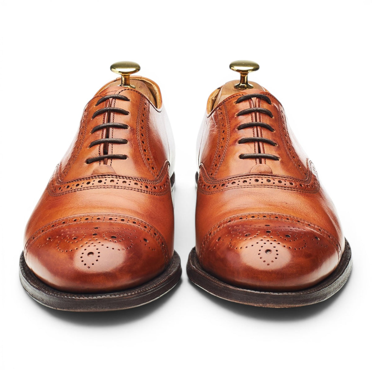 'Lowry' Tan Brown Leather Oxford Brogues UK 8 F
