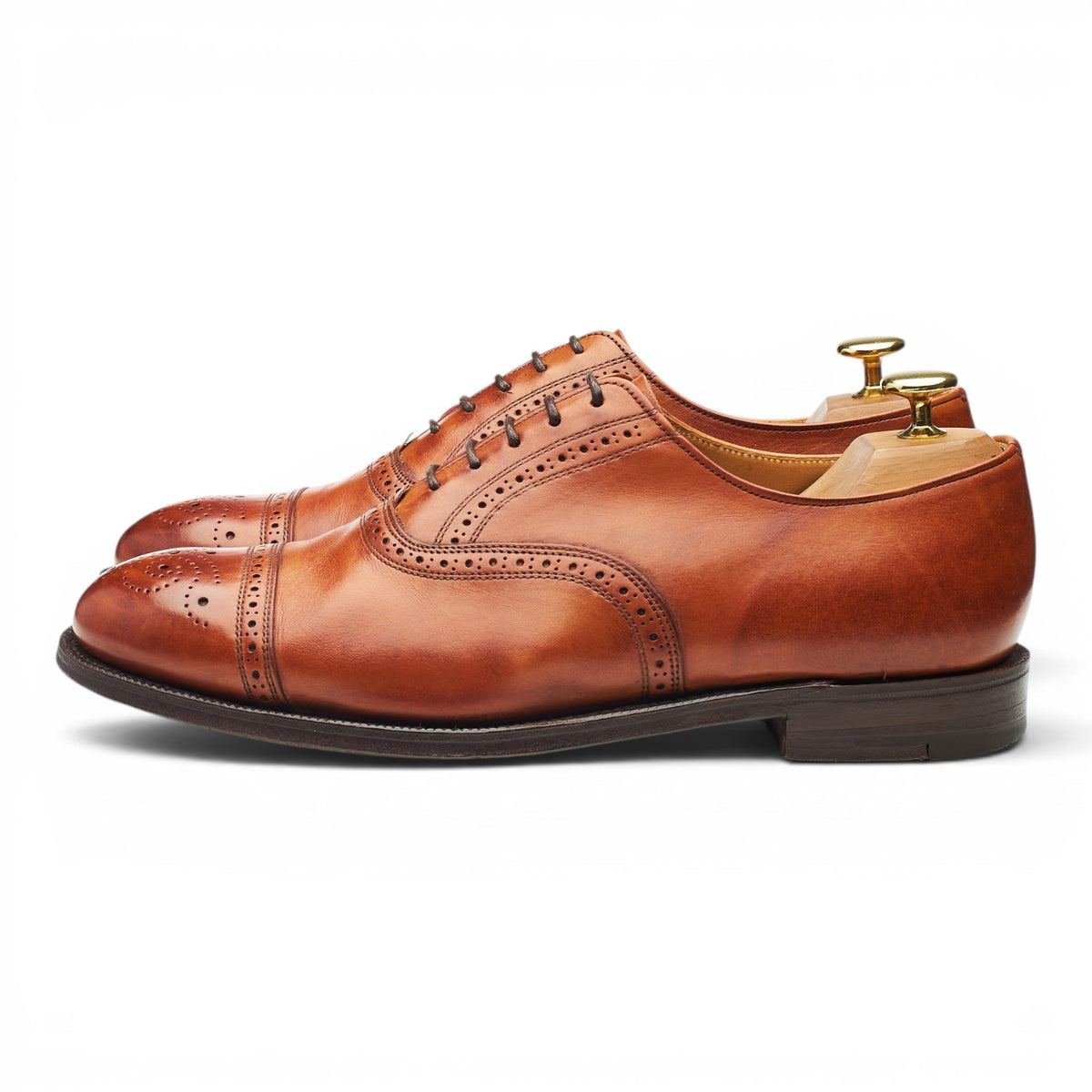 'Lowry' Tan Brown Leather Oxford Brogues UK 8 F