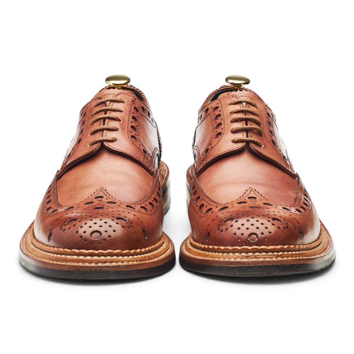 'Archie' Triple Welt Tan Brown Leather Derby Brogues UK 8.5 G