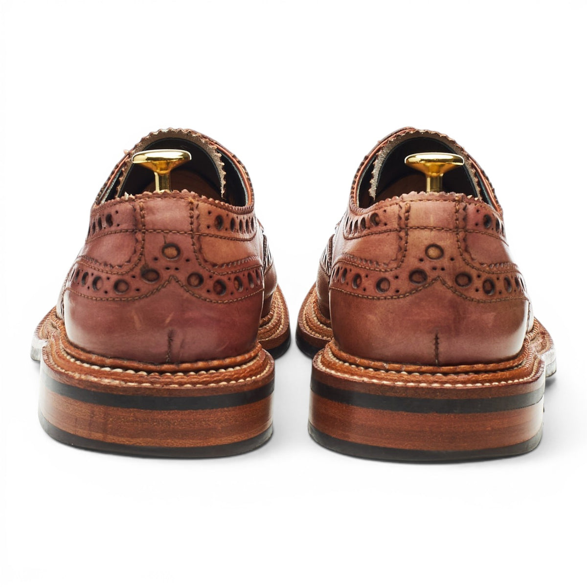 'Archie' Triple Welt Tan Brown Leather Derby Brogues UK 8.5 G
