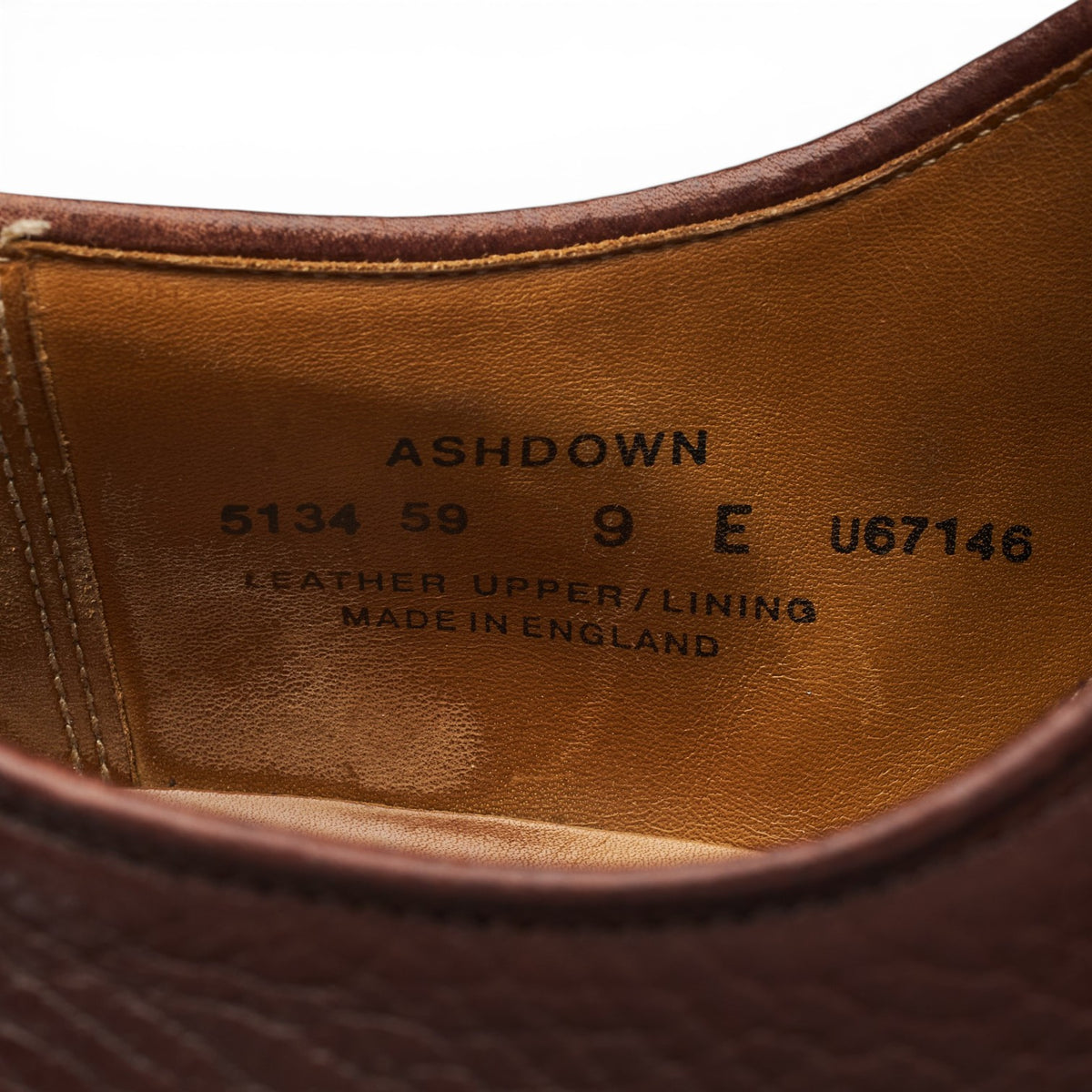 'Ashdown' Dark Brown Grain Leather Derby UK 9 E