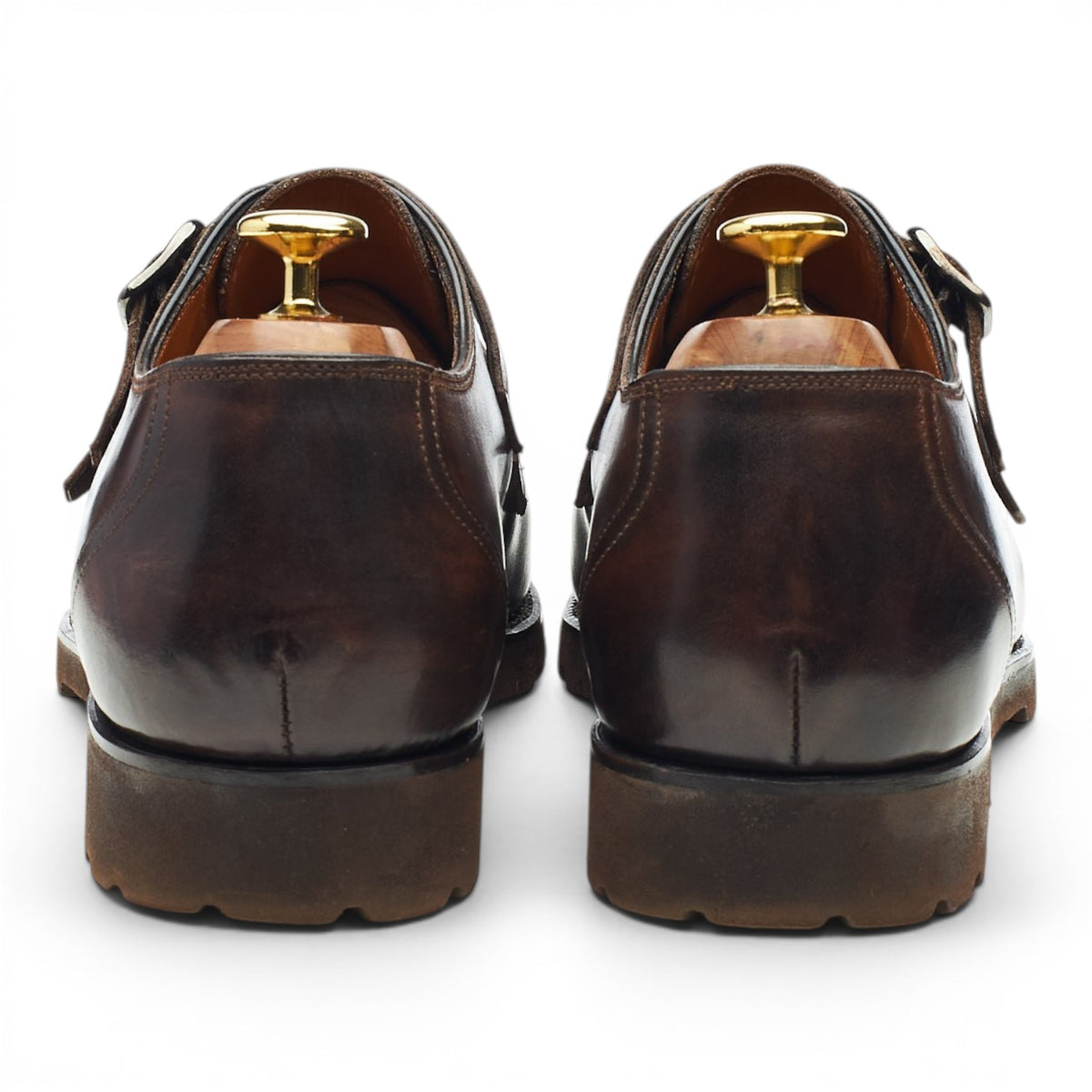 Dark Brown Museum Leather Double Monk Strap UK 8.5 EU 42.5