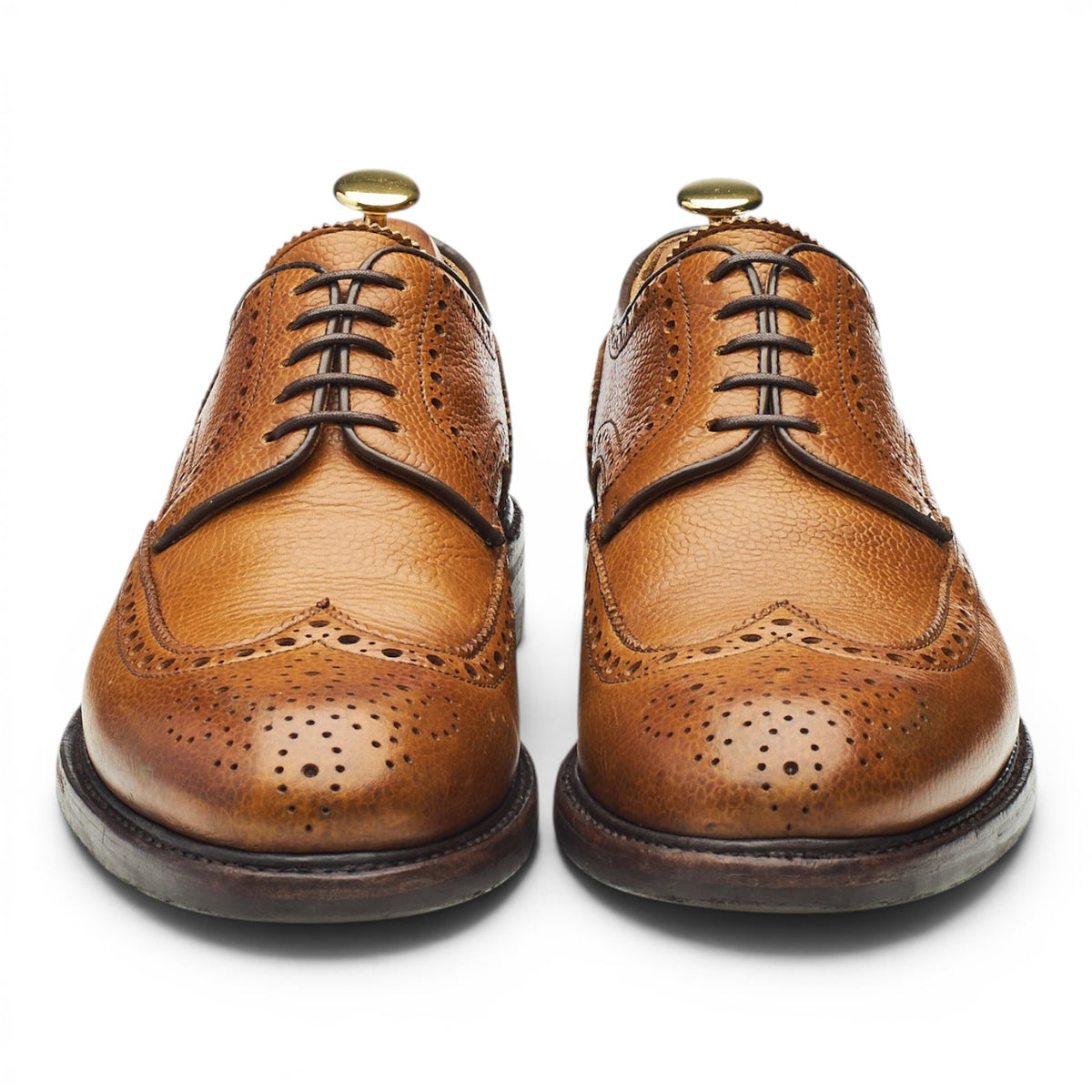 '4170' Tan Brown Grain Leather Derby Brogues UK 8