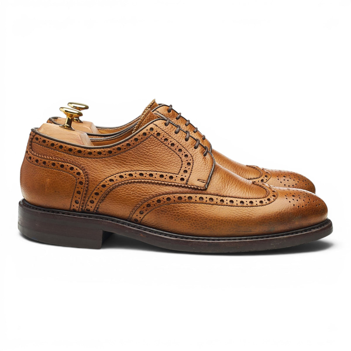 '4170' Tan Brown Grain Leather Derby Brogues UK 8