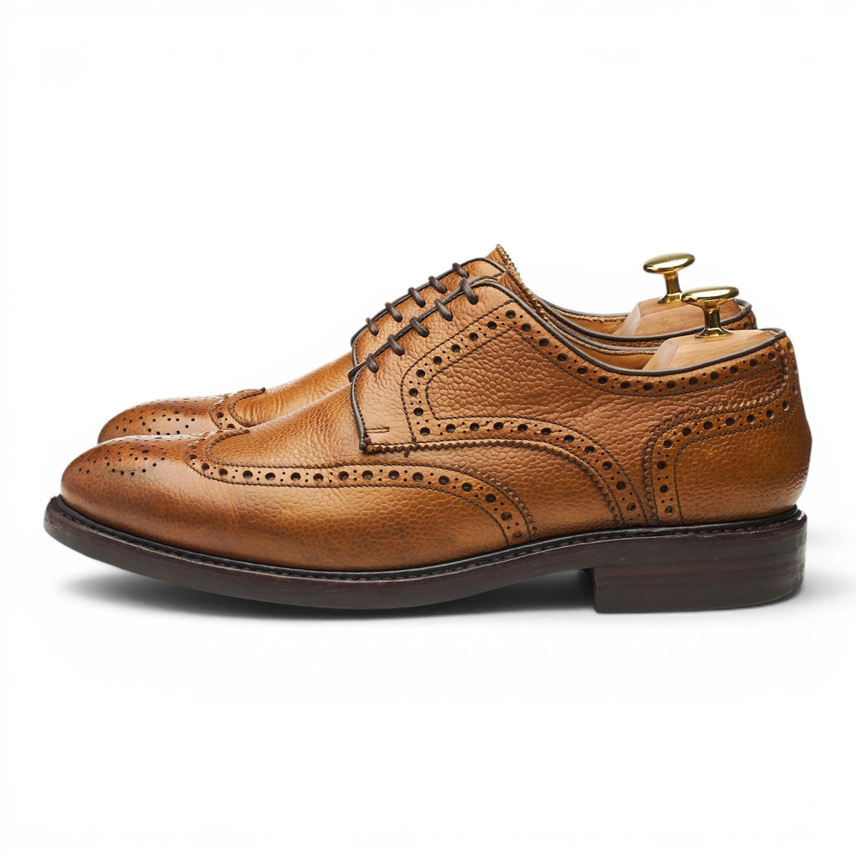 '4170' Tan Brown Grain Leather Derby Brogues UK 8
