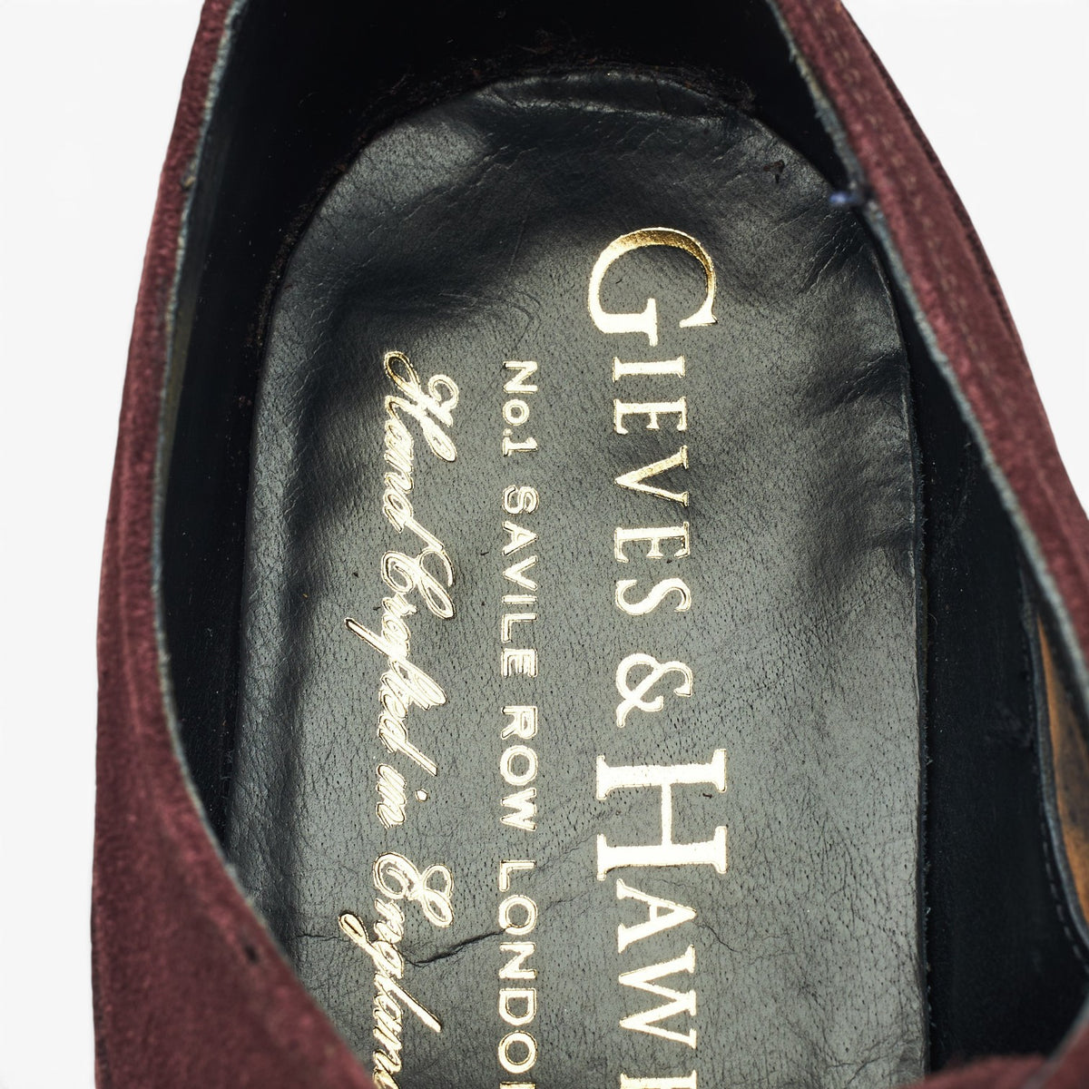Gieves & Hawkes Burgundy Suede Oxford UK 9 F