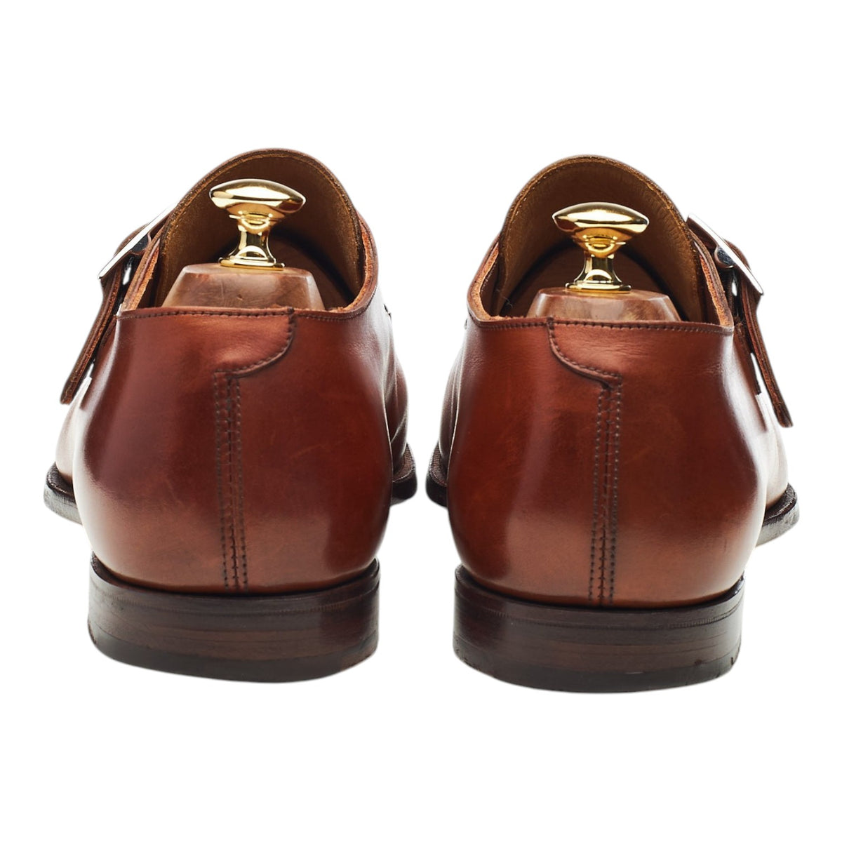 'Lawrence 2' Tan Brown Leather Split Toe Monk Strap UK 10.5 E