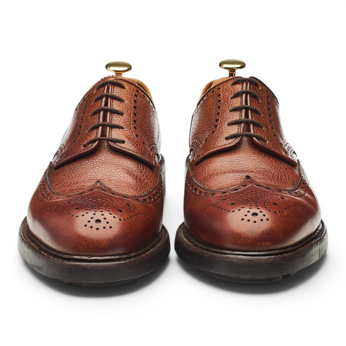 Holland & Holland Brown Grain Leather Derby Brogues UK 8 E