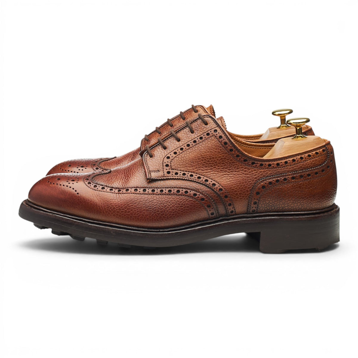 Holland & Holland Brown Grain Leather Derby Brogues UK 8 E