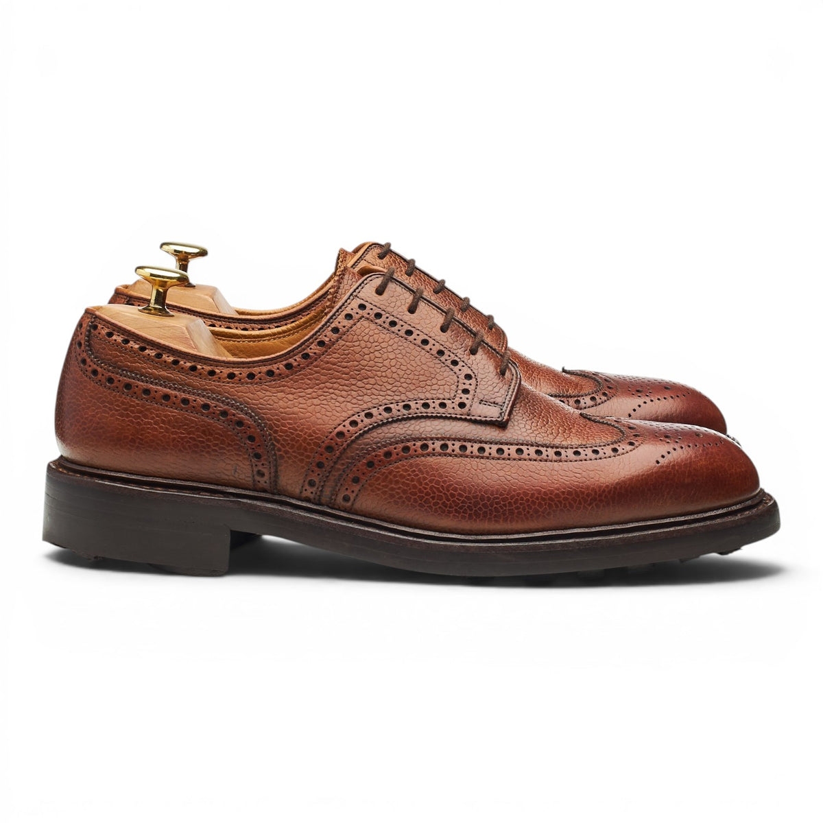 Holland & Holland Brown Grain Leather Derby Brogues UK 8 E