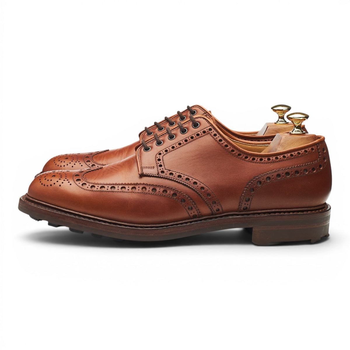 'Warwick' Tan Brown Leather Derby Brogues UK 9.5 F