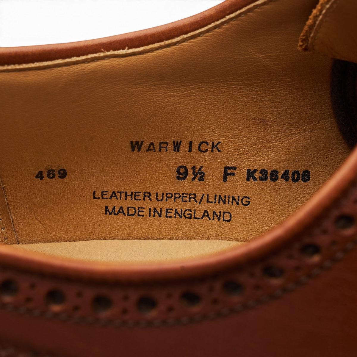 'Warwick' Tan Brown Leather Derby Brogues UK 9.5 F