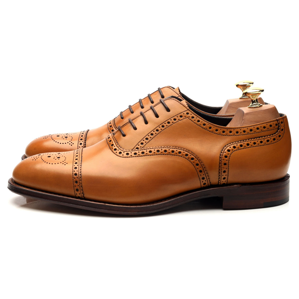 &#39;Hampstead&#39; Tan Brown Leather Oxford Brogues UK 10 F