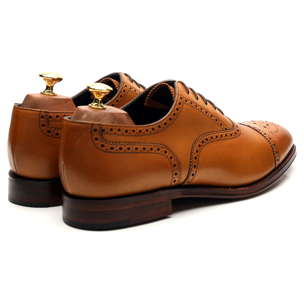 &#39;Hampstead&#39; Tan Brown Leather Oxford Brogues UK 10 F