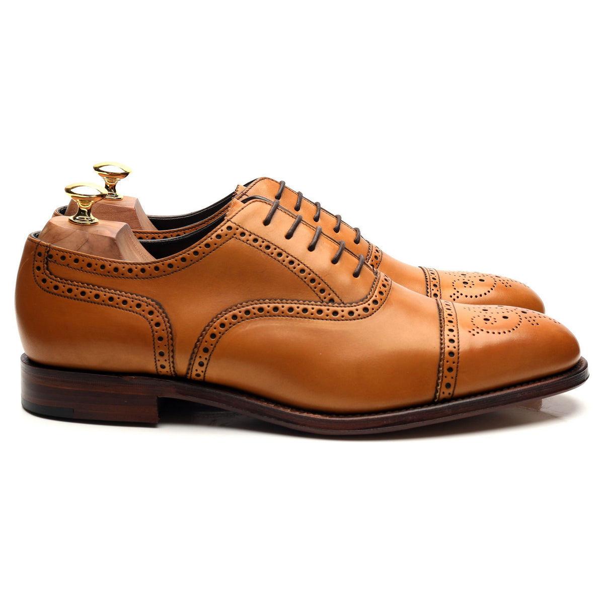 &#39;Hampstead&#39; Tan Brown Leather Oxford Brogues UK 10 F