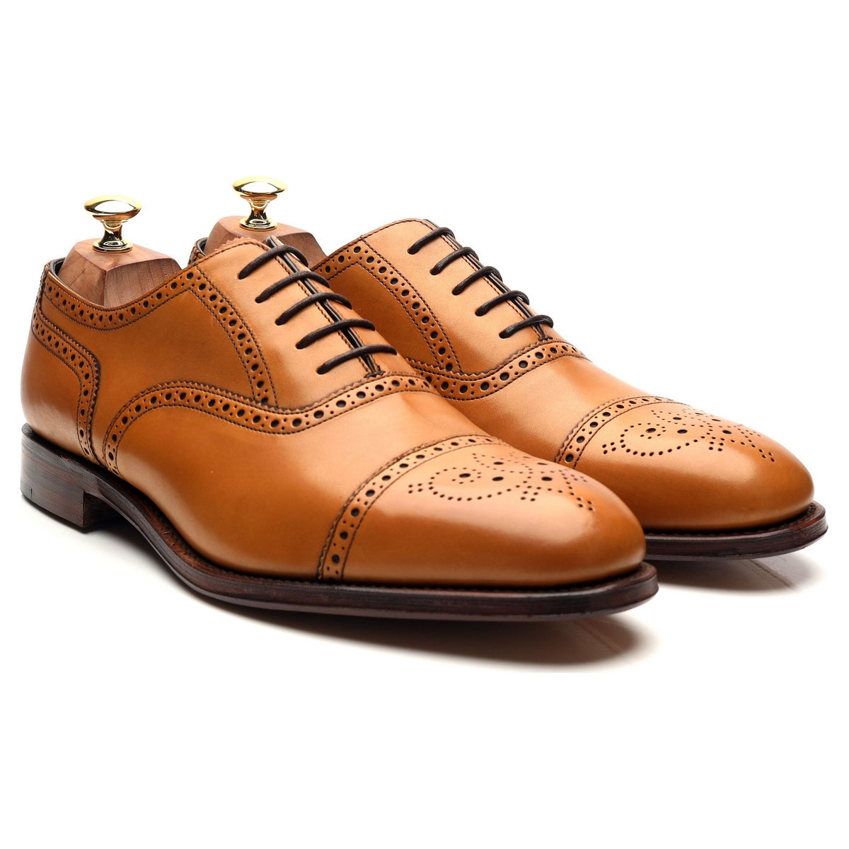 &#39;Hampstead&#39; Tan Brown Leather Oxford Brogues UK 10 F