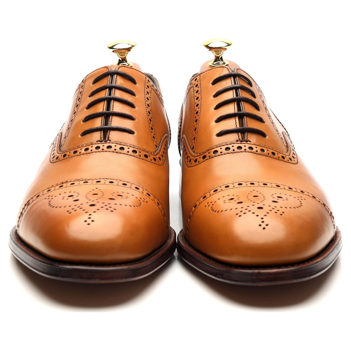 &#39;Hampstead&#39; Tan Brown Leather Oxford Brogues UK 10 F